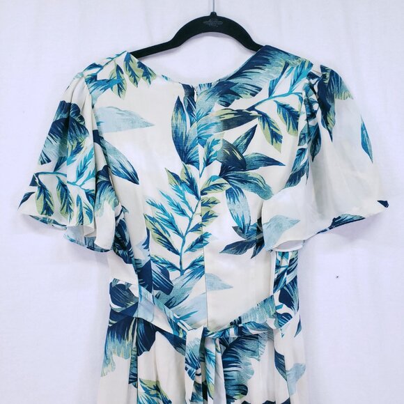 Maggy London Multicolor Hawaiian Tropical V Neck Ruffled Accents Maxi Dress 8 - Picture 12 of 16